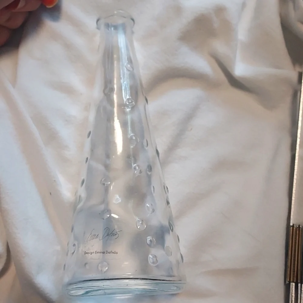 Ikea Emma Dafnas Clear Glass Vase Hobnail Pattern Poland 16795 7.25